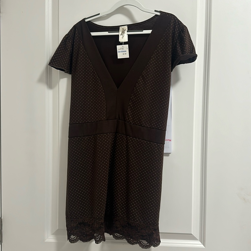 Vintage Y2K Topia Brown Polka Dot Shirt